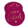 Inkdotpot 100 - Confezione da 100 etichette in carta stagnola color oro vero Love Is Sweet bomboniera da appendere