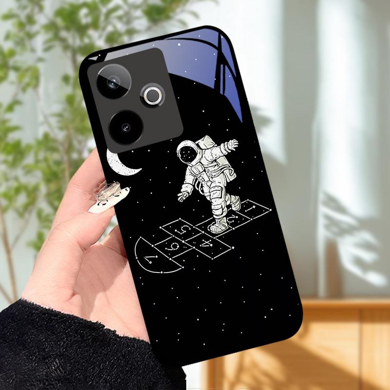 Für Realme GT7 5G Hülle Luxus Malerei Cover Gehärtetes Glas Handyhülle Für Realme GT 7 Fundas Harte PC Stoßfeste Schale Bumper