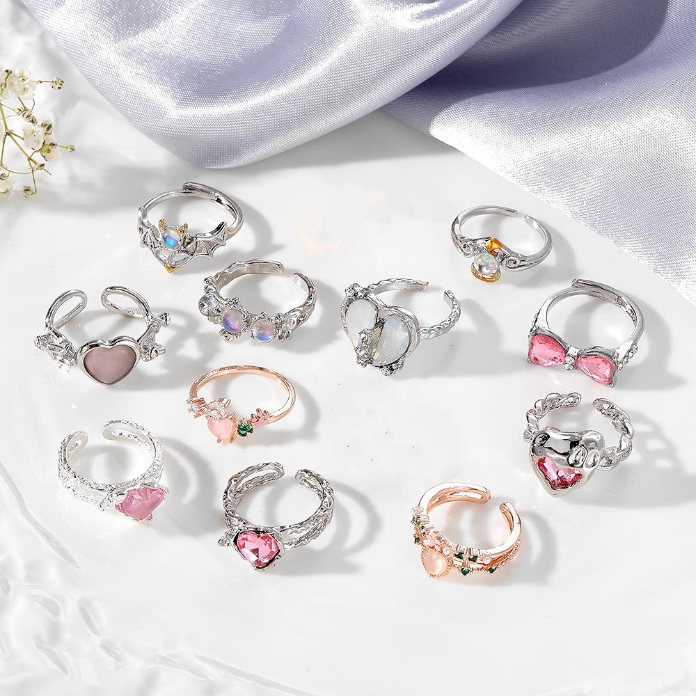 Double-Layer Zircon Love Flower Ring - Adjustable, Luxury Japanese & Korean Design