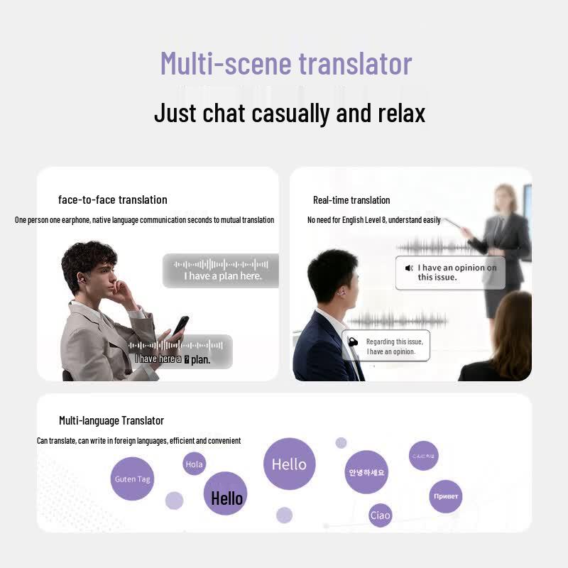 Casque Bluetooth à clip d'oreille ouvert DOUBLE TUNE C3 pour la traduction IA