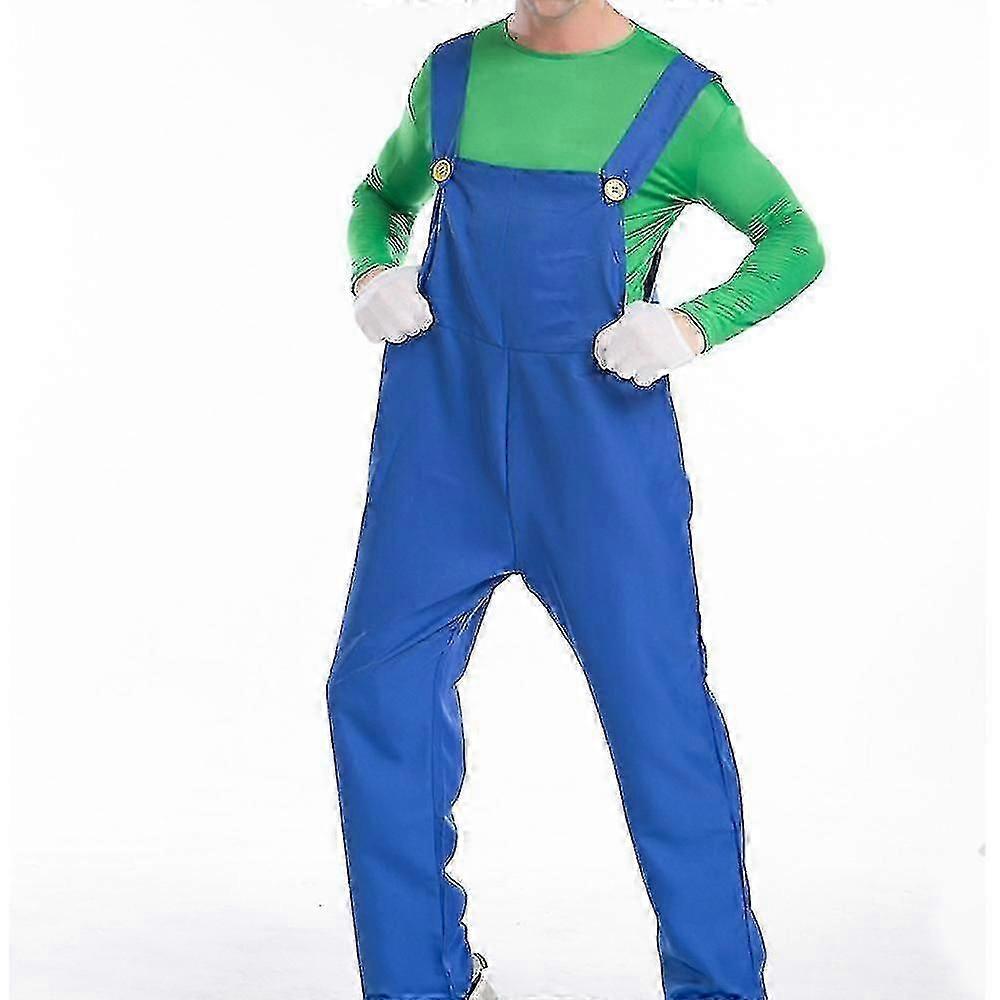 Adult Halloween Costume Super Mario Luigi Bros Fancy Dress Cosplay Dress H