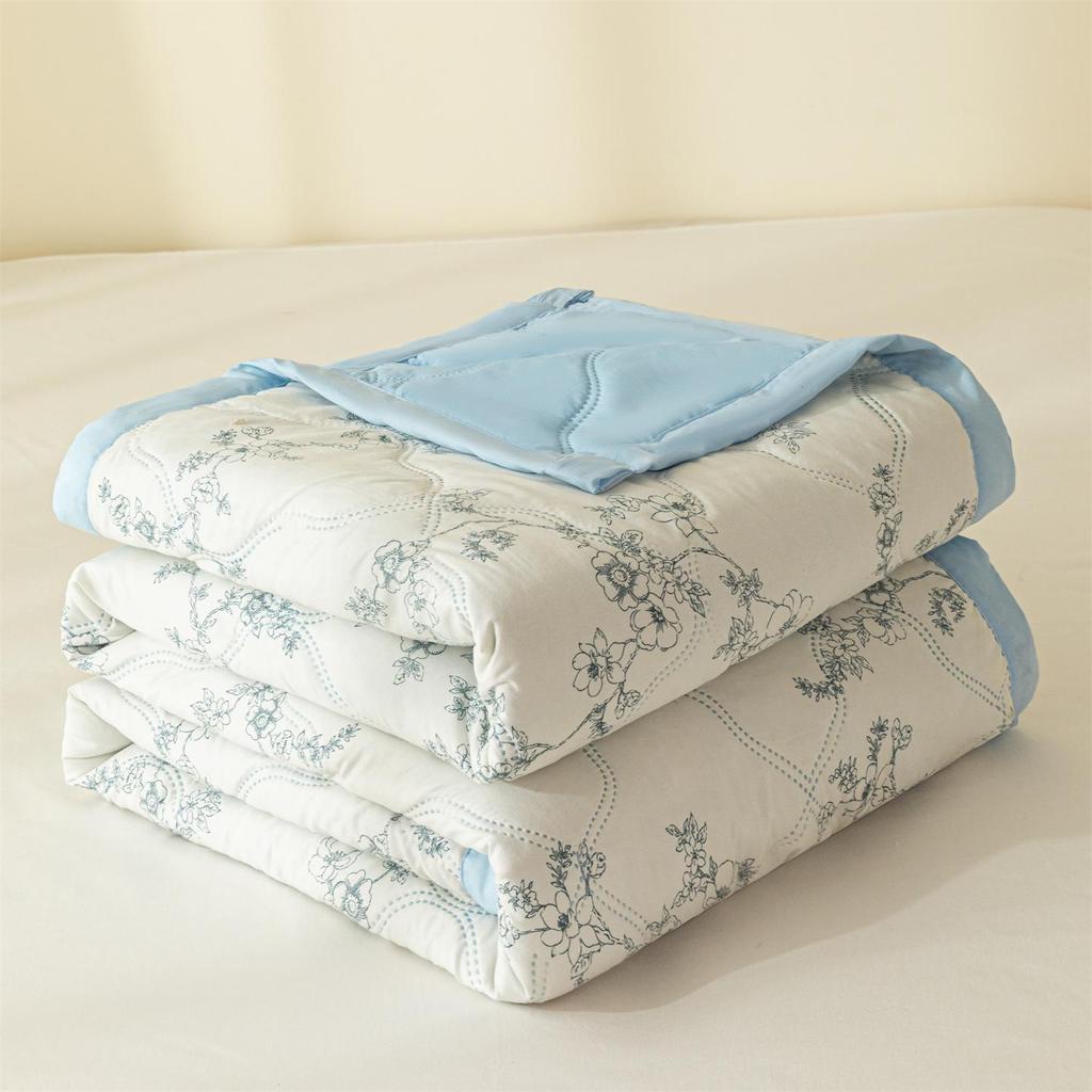 INS Skin-Friendly Washable Cotton Summer Quilt - Brushed Flannel Cooling Blanket for Dorms