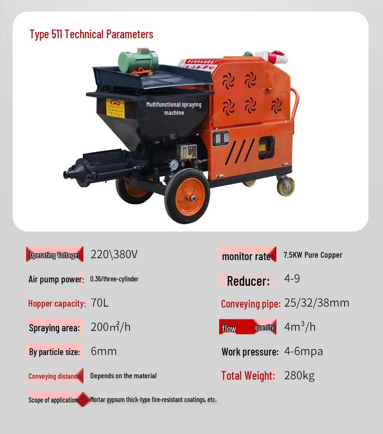 High-Pressure Cement Mortar Sprayer for Wall Plastering and Putty Application