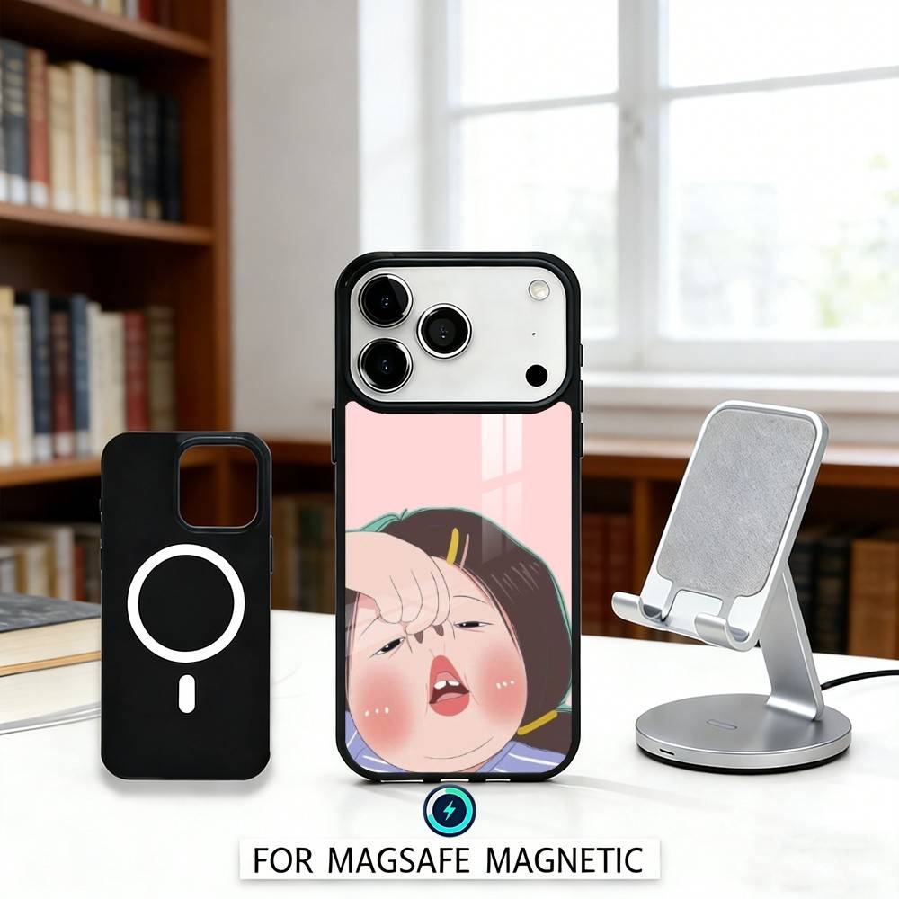 F-FUNNY And cute stickers Phone Case Magnetic For iPhone17 16 15 14 13 12 Pro Max For Magsafe Wireless Charging Cover