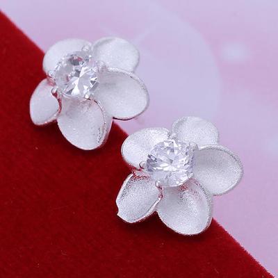 925 Silver Rose Flower Earrings For Women Wedding Party Jewelry Gifts