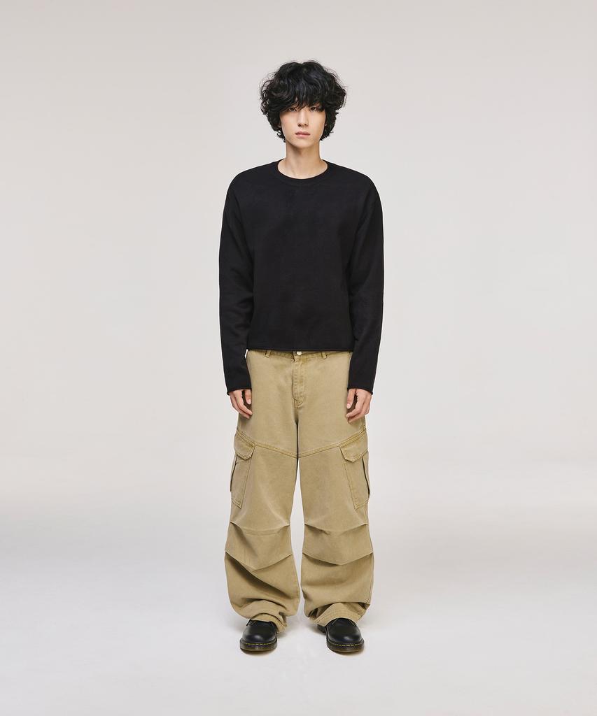 SIGNATURE Crop Rolling Round Knit [Black]