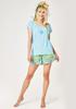 Women's Pajama Set with Shorts In a Floral Pattern and Short Sleeves LNS 510 Key LNS 510 A24 WOMEN'S PAJAMAS Blue/green L