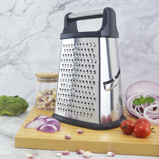 Grattugia a 4 facce in acciaio inossidabile, grattugia/affettatrice/raspa manuale per frutta, verdura, carote, formaggio, lavabile in lavastoviglie