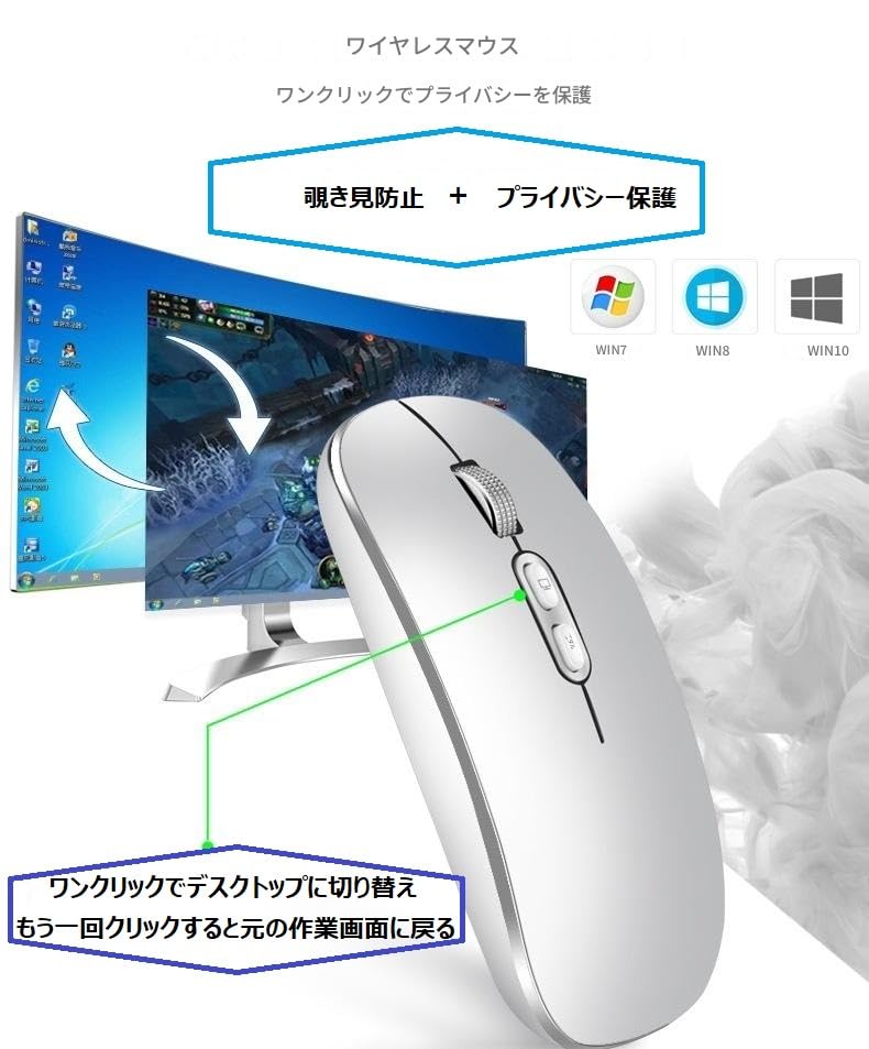 [2025 Ultra-Thin Model, Ultra-Quiet, with Desktop Buttons] Wireless Alloy Wheel Mouse, 2.4GHz Bluetooth, Dual-Use, Slim Gaming Mouse, Rechargeable