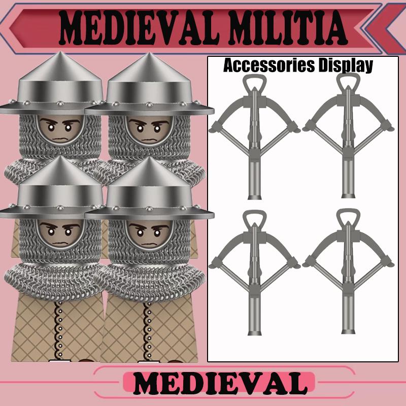 Mittelalterliche Militärburg Serie Bausteine Drachenritter Soldatenfiguren Zubehör Kriegspferd Schild Umhang Steine Spielzeug Junge himmelblau