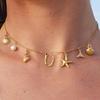 Charm Gold Color A-Z Pendant Alphabet Choker Necklace Women Shell Conch Starfish Initial Letter Necklaces Boho Beach Jewelry