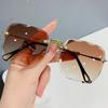 Women Rimless Sunglasses Ocean Lens Irregular Frame UV Protection