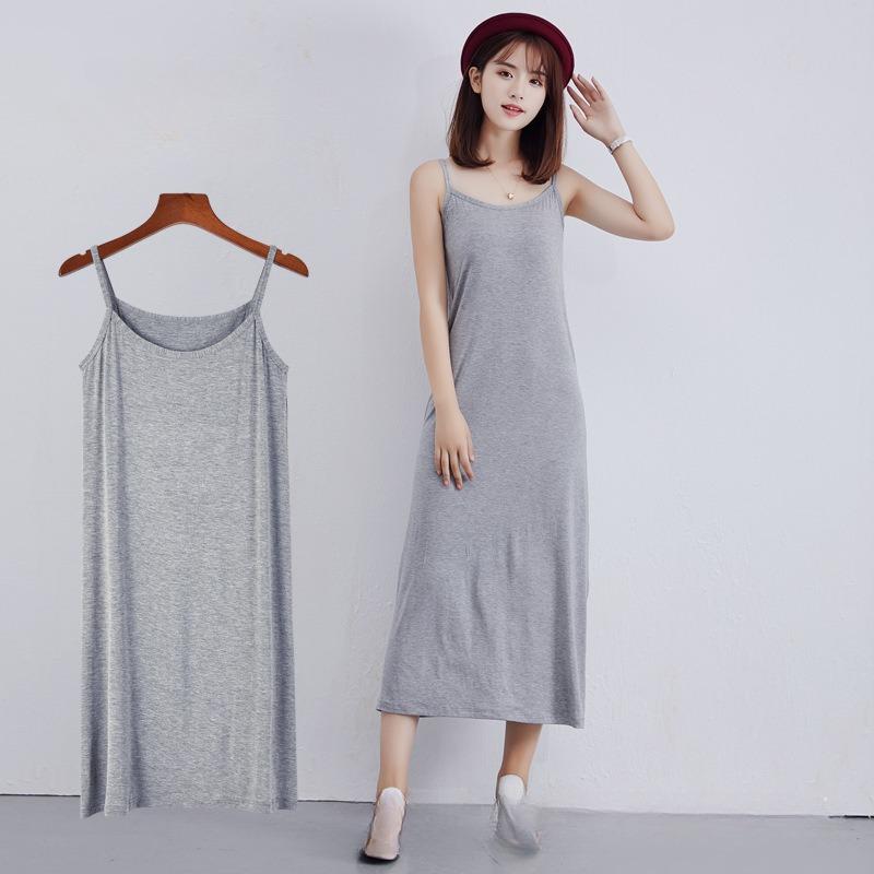 Summer Basics Clothing for Women Casual Solid Color Round Necked Dress Bodycon Sleeveless Dresses High Waist Dress Undergarment Nightwear for Female