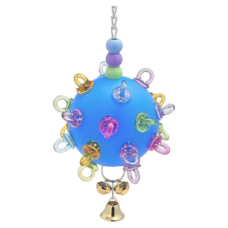 

Safe Bird Chew Toy Hanging Chain Teething Ball With Bells For Parrots Boredom Reduce Cage Entertainment Accessories синий