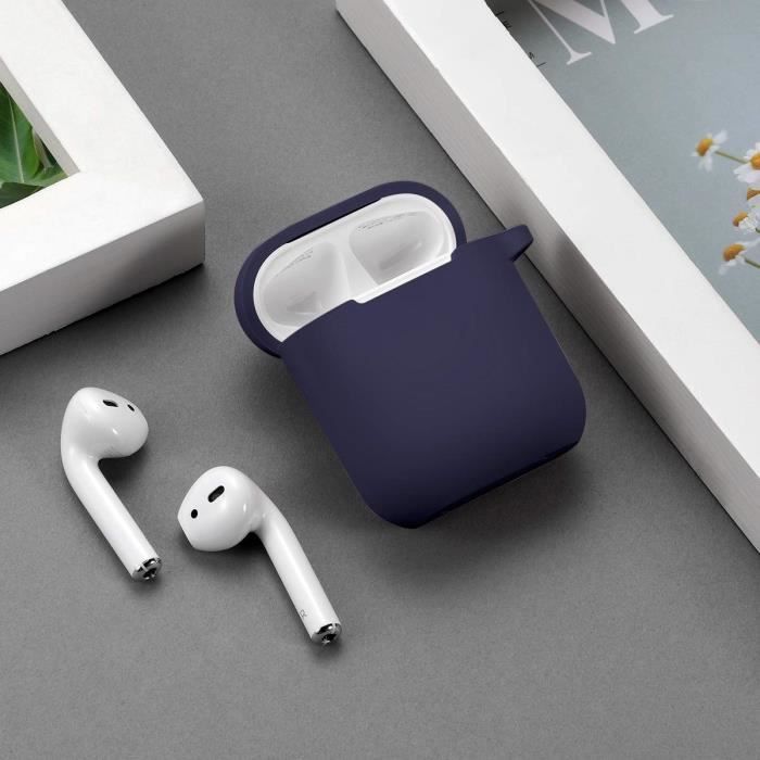 AirPods Case - Phonillico - Silicone Case - Dark Blue - Shockproof Protection - Carabiner Included