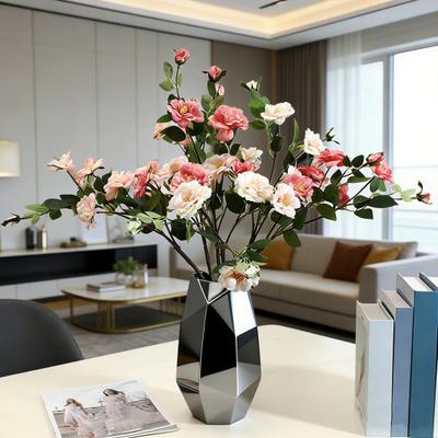 4 Stem Artificial Camellia Tree Branch with 6 Heads Blooms Faux Silk Camellia Flowers with Stem for Vase Wedding Office Home Decor