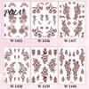Henna Tattoo Stickers, Red Brown Waterproof Lace Temporary Tattoos, Indian Mehndi Body Art for Hands Feet, Festival Makeup