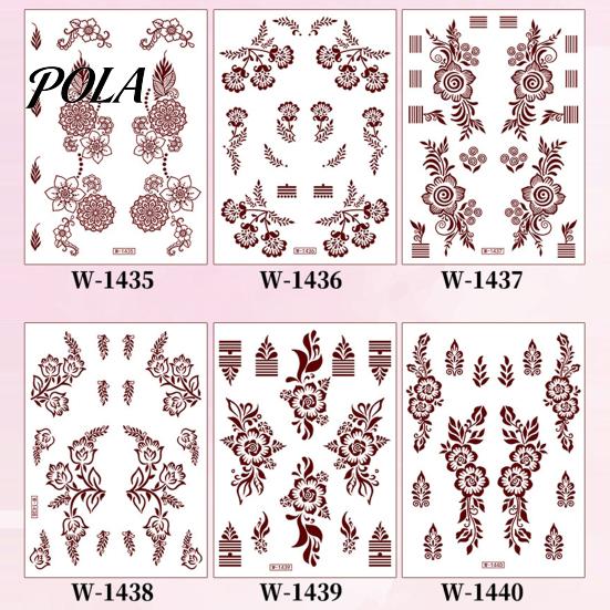 Henna Tattoo Stickers, Red Brown Waterproof Lace Temporary Tattoos, Indian Mehndi Body Art for Hands Feet, Festival Makeup