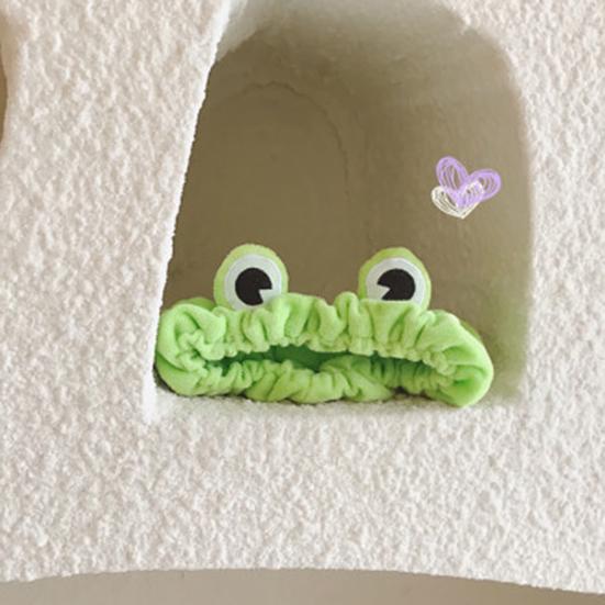 Women Headband Soft Coral Velvet Headband with Anti-Slip Teeth Cartoon Frog Design Elastic Hair Hoop Hair Fixing Hair Accessory