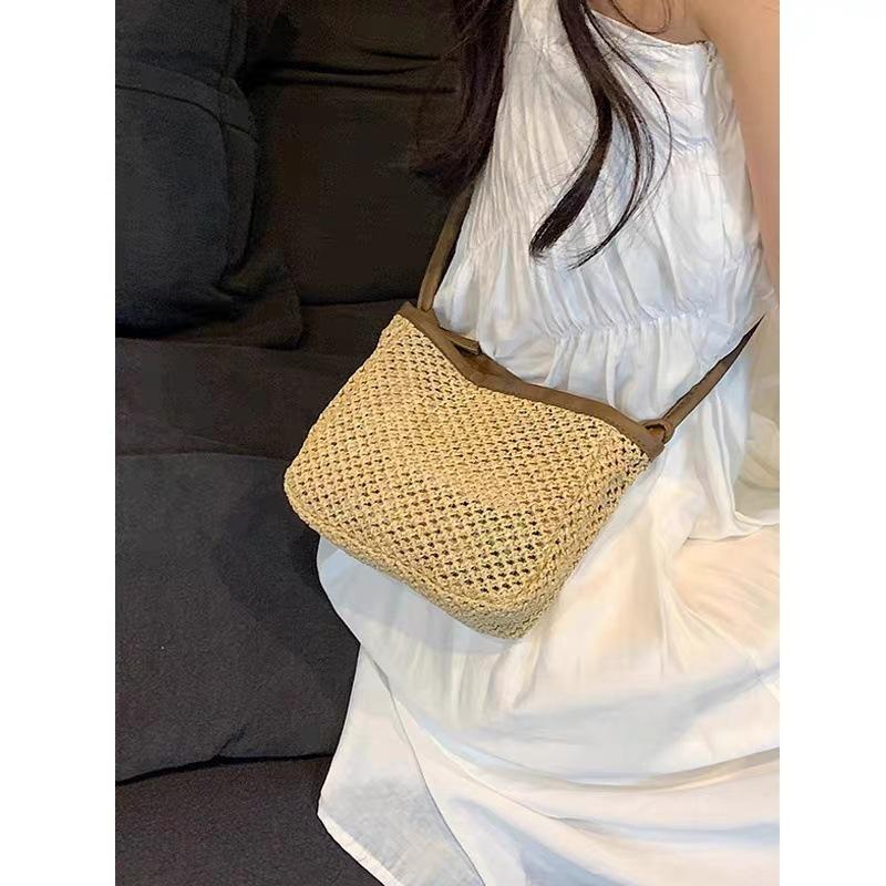 2025 Mini Pastoral Style Woven Crossbody Bag - Fresh Summer Knit Square Design