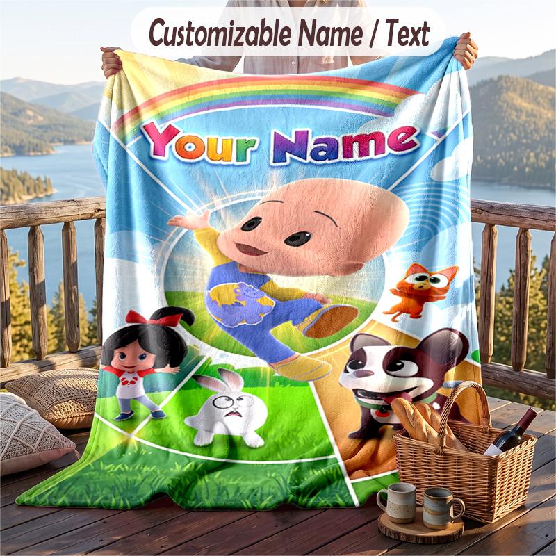 Cleo & Cuquín Flannel Blanket, Personalized Custom Name Text, Soft Warm Plush Throw Blanket For Gift