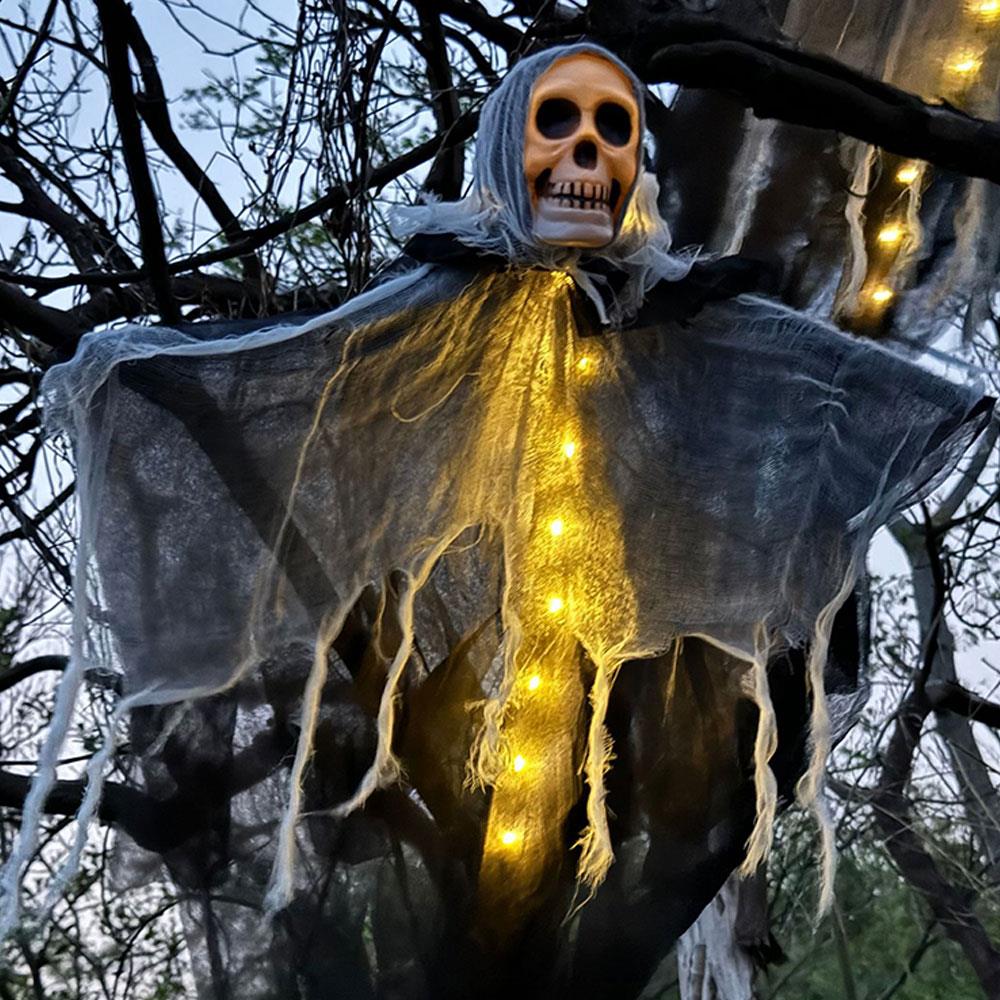 Halloween Skeleton Ghost Decoration Ghost With LED Halloween Decoration String Lights Outdoor Garden Use Spooky Party Supplies