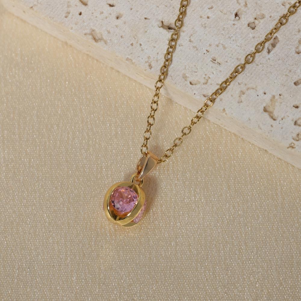 Simple Round Pendant Necklaces for Women Zirconia Necklace Wedding Party Jewelry Accessories