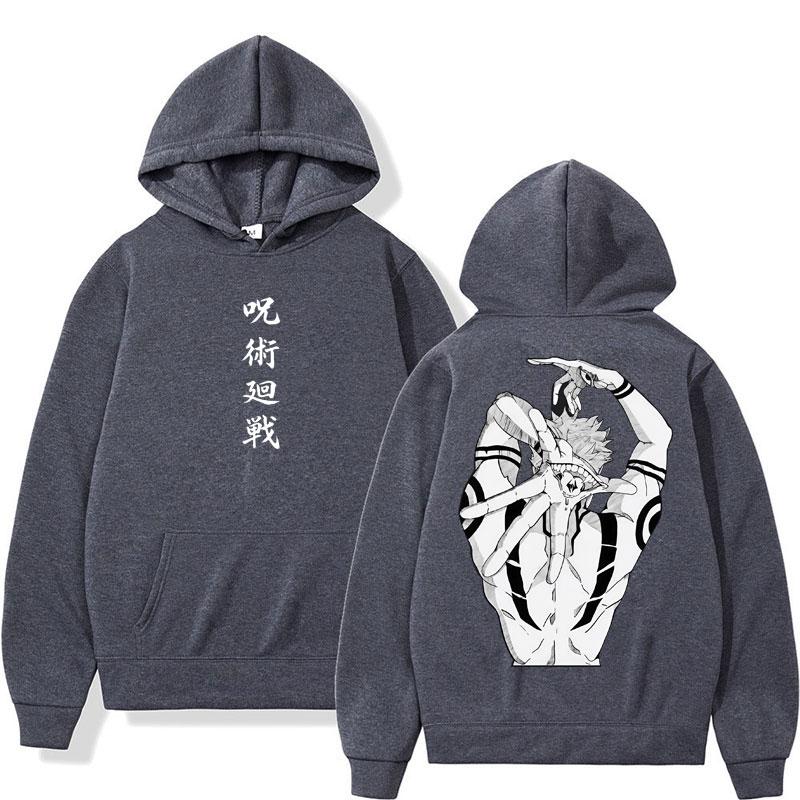 Anime Jujutsu Kaisen Sukuna Print Hoodies Harajuku Vintage Manga Men's Pullover Oversized Fleece Casual Cosplay Hoody Sweatshirt