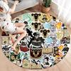 Black Clover Round Area Rug Carpet Rug For Living Room Bedroom Sofa Playroom Decor Nonslip Floor Mat
