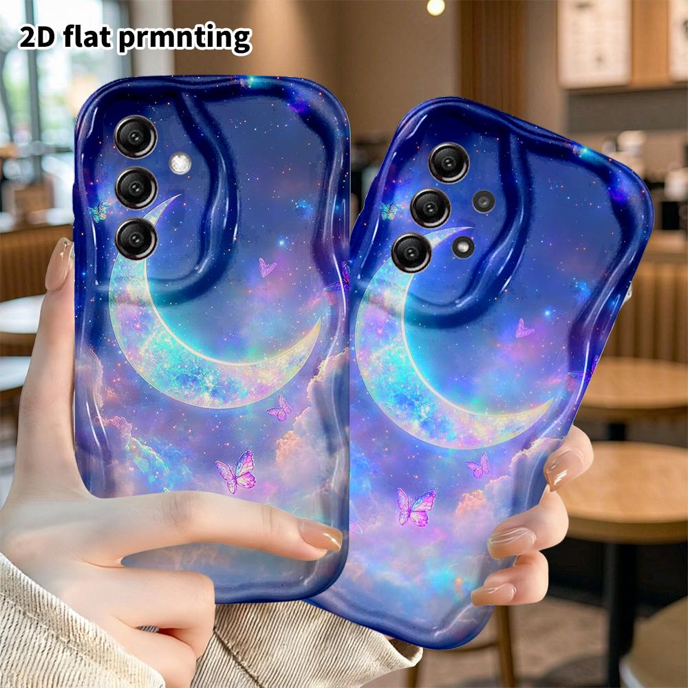 Phone Case: 2D Flat Samsung Galaxy A34 A35 M05 M06 S20 S22 S21 FE Plus 5G Protective Case, Crescent Moon and Butterfly, Christmas and Halloween Gifts