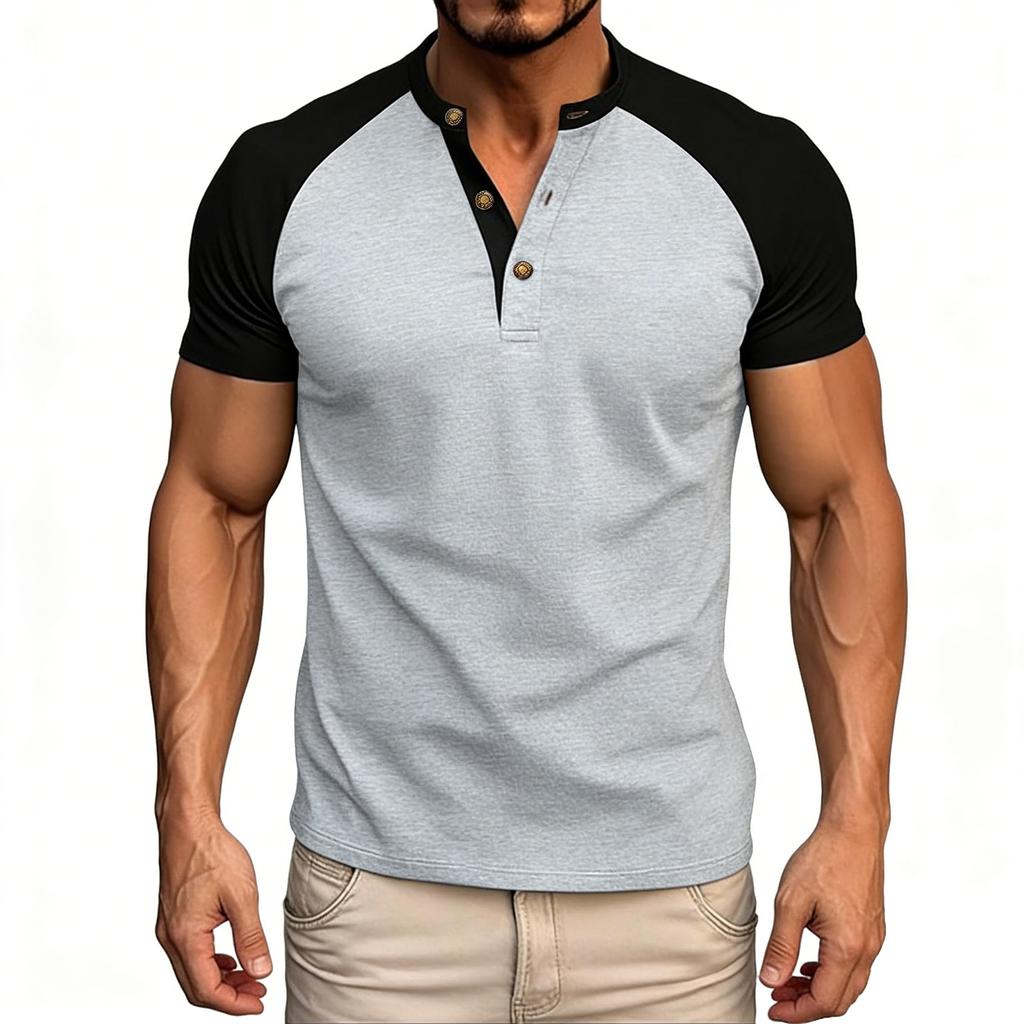 Men's Summer Color-block Raglan Short-sleeve T-shirt Casual Sporty Top