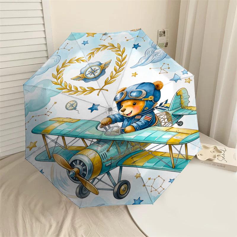 

1PC Bear Pilot Umbrella-8-Rib Reinforced, Automatic Open, Lightweight & Durable, Fashion Accessory for Outdoor, J0417