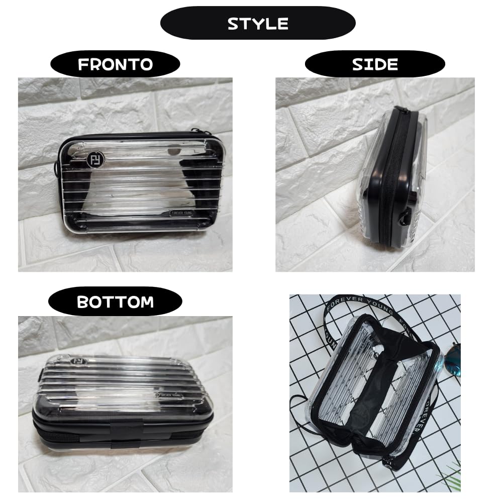 MANATAS Suitcase-Style Shoulder Bag with a Pop Logo and Colorful Design, Small Multi-Case Carry-On Pouch, Lightweight Hard Case, Smartphone Pouch,