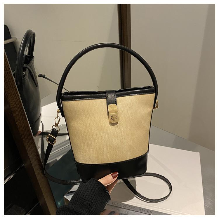 

Модная осенне-зимняя сумка-ведро через плечо, повседневная, новая трендовая, большой вместимости, в стиле ретро, с цветовой блокировкой, портативная, женская