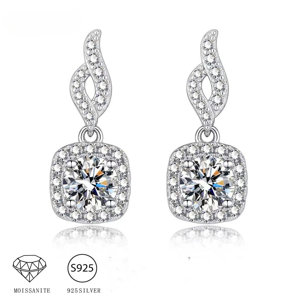 S925 Sterling Sølv 0.5/1 Karat Moissanitt Pose Øredobber Mote Casual Enkelt Design High-end Lett Luksus Nisje Gave Til Kjæreste