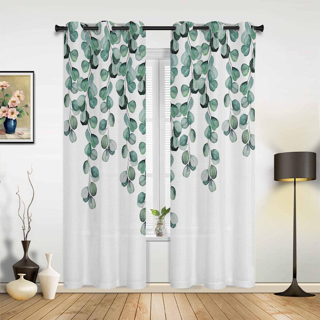 Bananblad Tropisk Plante Blader Vindusgardiner Hjemmeinnredning Soverom Vinduspynt Kappe Gardiner for Stue