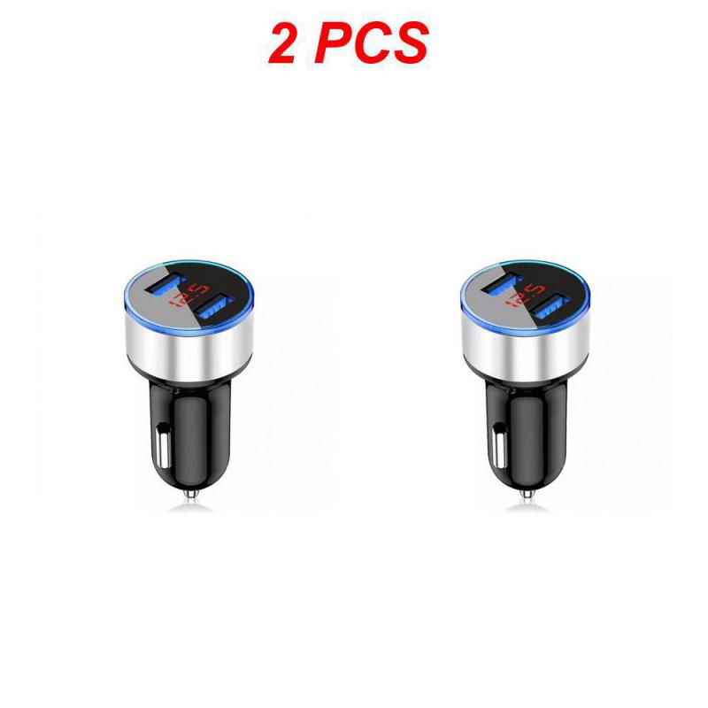1~5PCS 15w Cigarette Lighter Universal Car Accessories With Led Voltage Current Display Car Charger Dual Usb Port