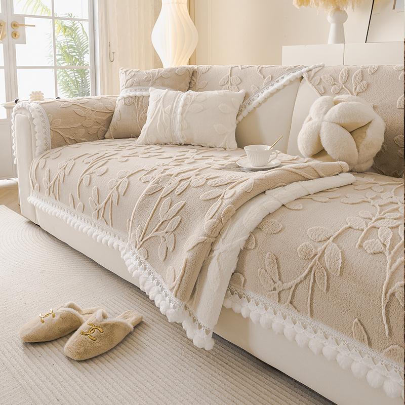 New Cream Wind Sofa Cushion Universal In All Seasons Thickened Non-Slip Seat Cushion Rabbit Plush Sofa Cover Cloth Towel