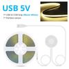 5V USB ruční skenování COB LED páskové světlo 320LED/m s prostupným dřevěným panelem 25mm inteligentní dotykový senzorový spínač, stmívatelný páskový dekor