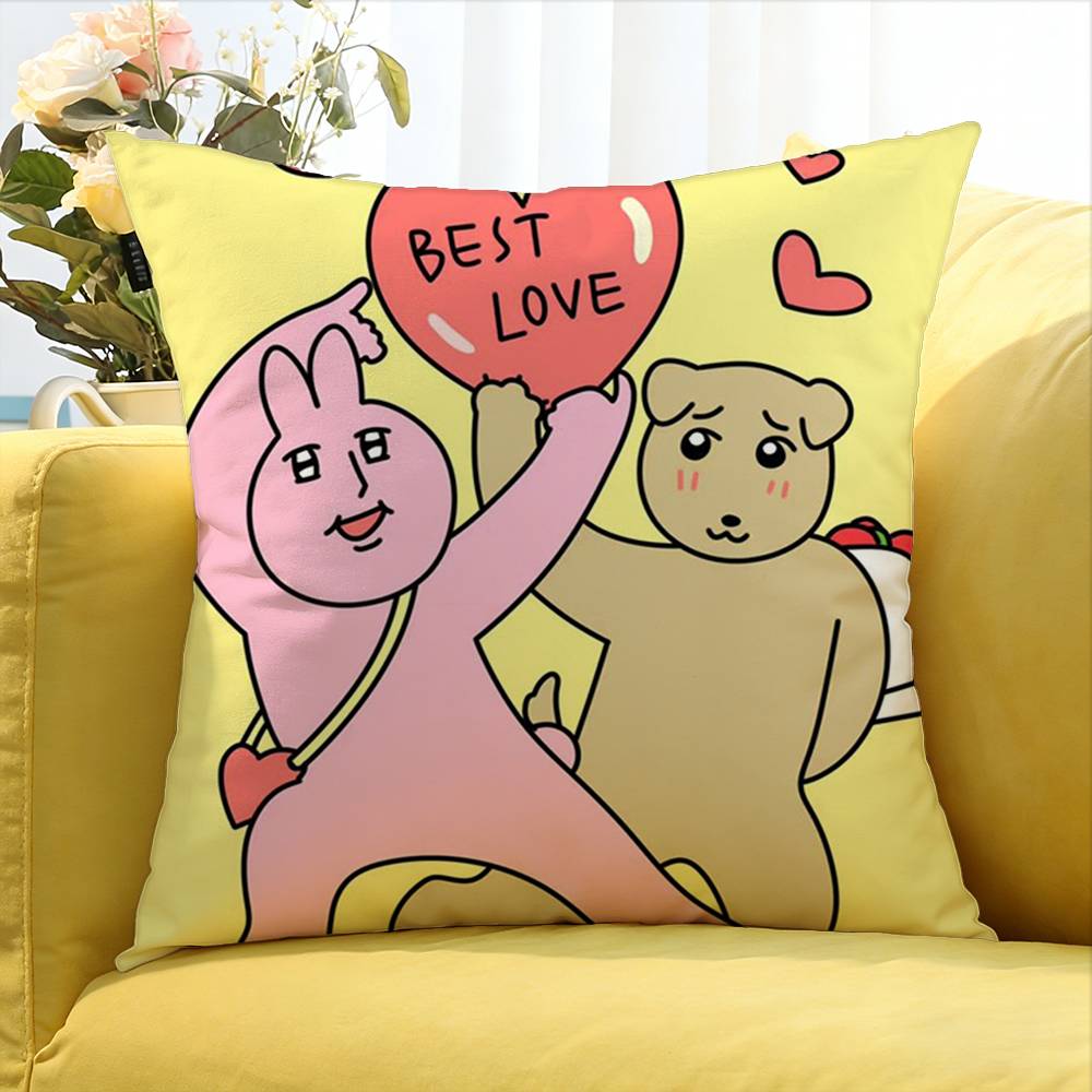 My Friend Rabbit Various Sizes Square Pillow Case For Car Home Bedchamber Decor