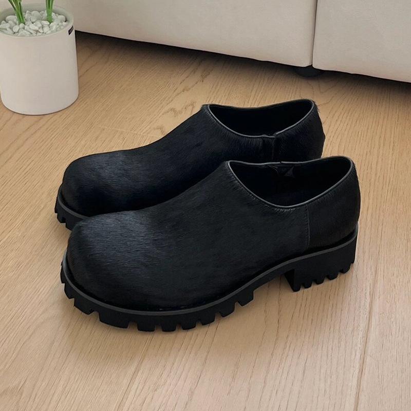 2024 NEW Fur New Non-slip Men's WOMEN Flat Shoes Solid Color Horse Hair Low Top Women's Shoes Big Size 35-45