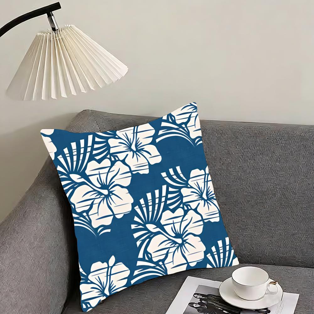 Hawaiian Flowers Cushion Cover Pillowcase Comfort Sofa Bed Silky Elegant Invisible Zipper Decorative Cushion Cover