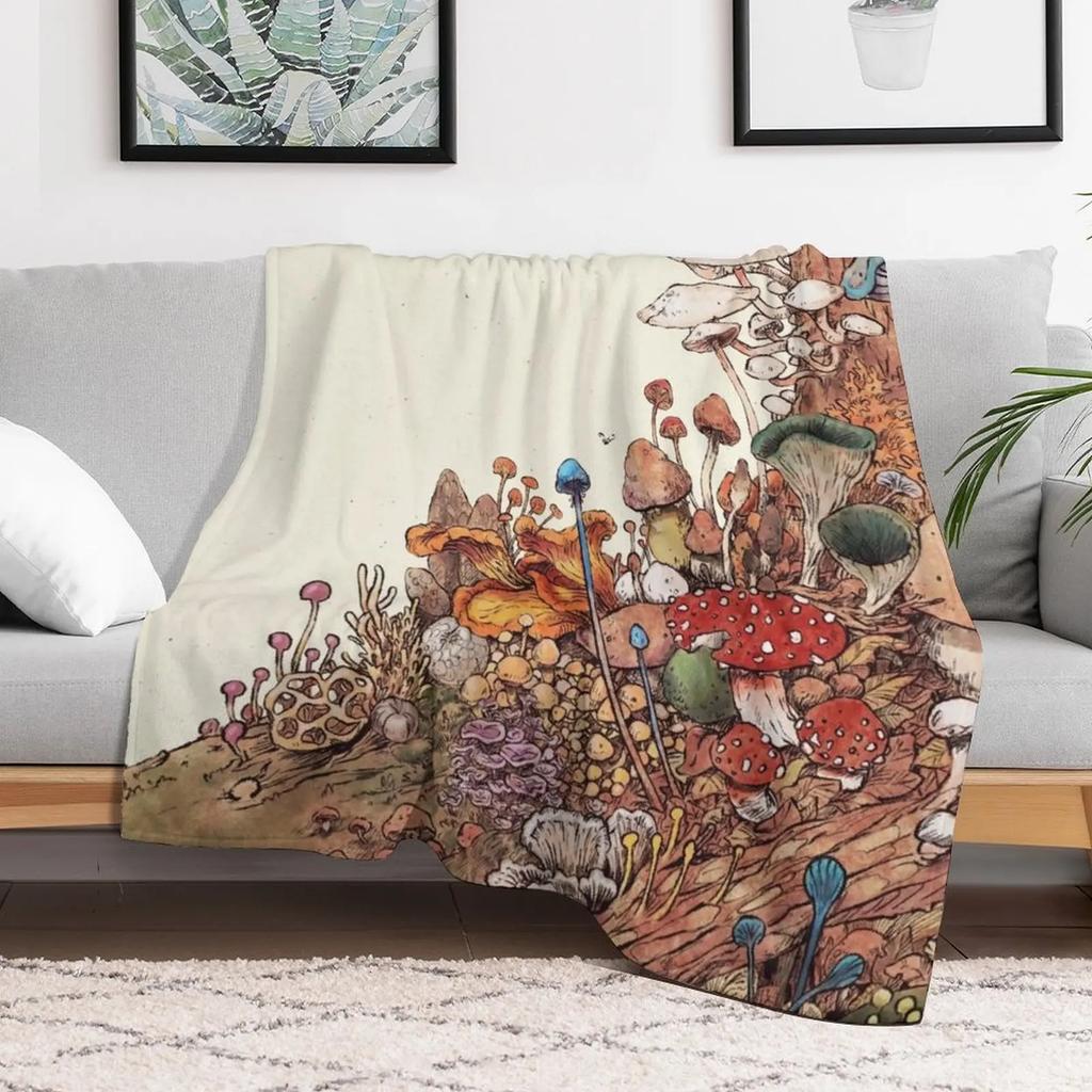 Lots of Nice Mushrooms Throw Blanket Warm Comfortable Blanket Gift for Parents Friends