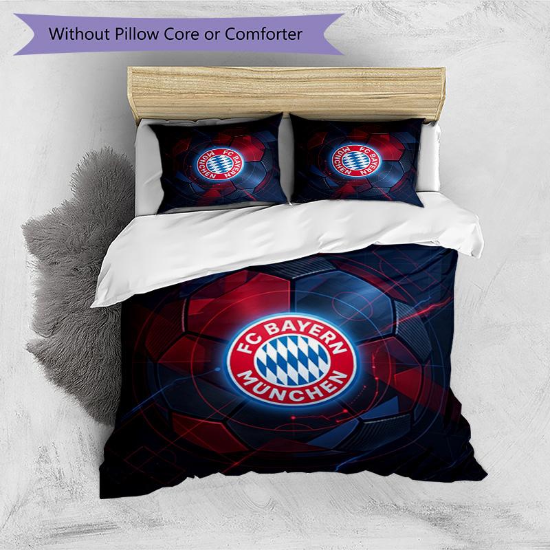Bayern Munich Pattern Printed 3PCS Bedding Set Soft Skin-Friendly Washable Duvet Cover & Pillowcases Set All Season Bedroom