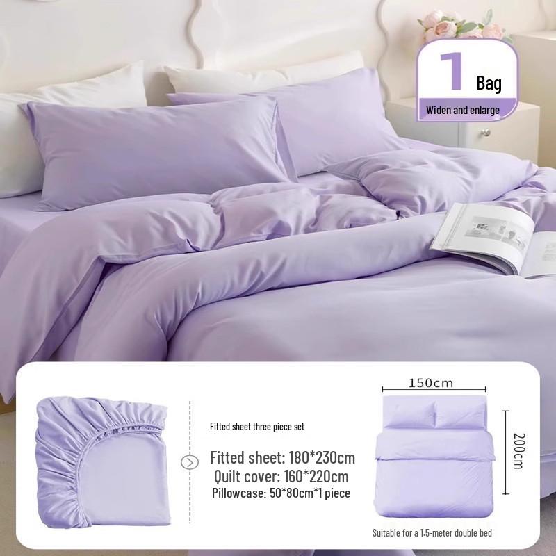 Disposable Bedding Set: Fitted Sheet, Duvet Cover, Pillowcase - Perfect for Travel and Hotel Stays. Non-Pure Cotton.