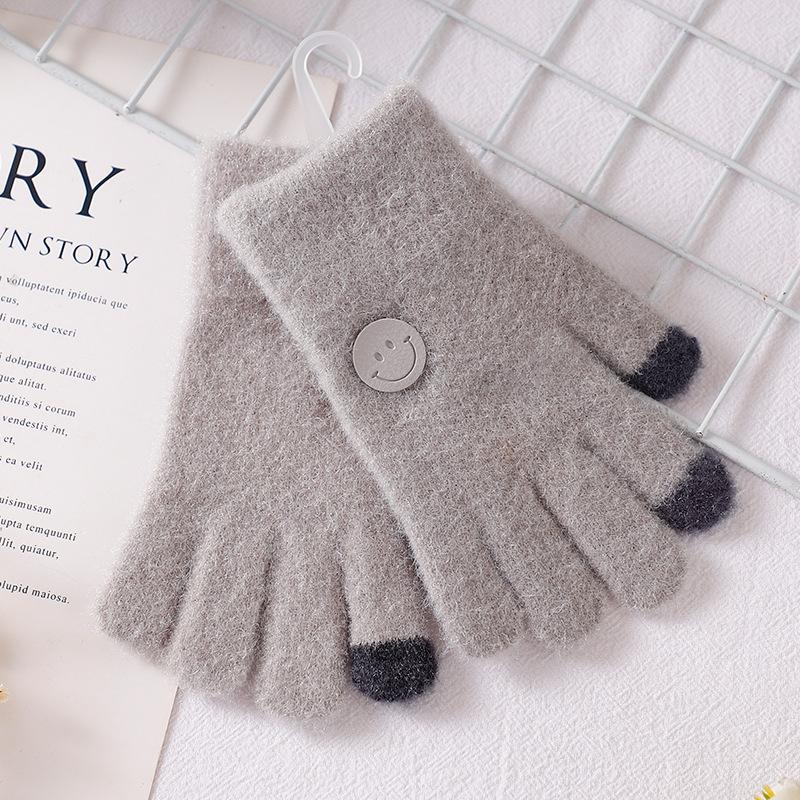 New children's children's gloves winter baby five-finger gloves boys and girls warm cartoon middle children's writing gloves winter