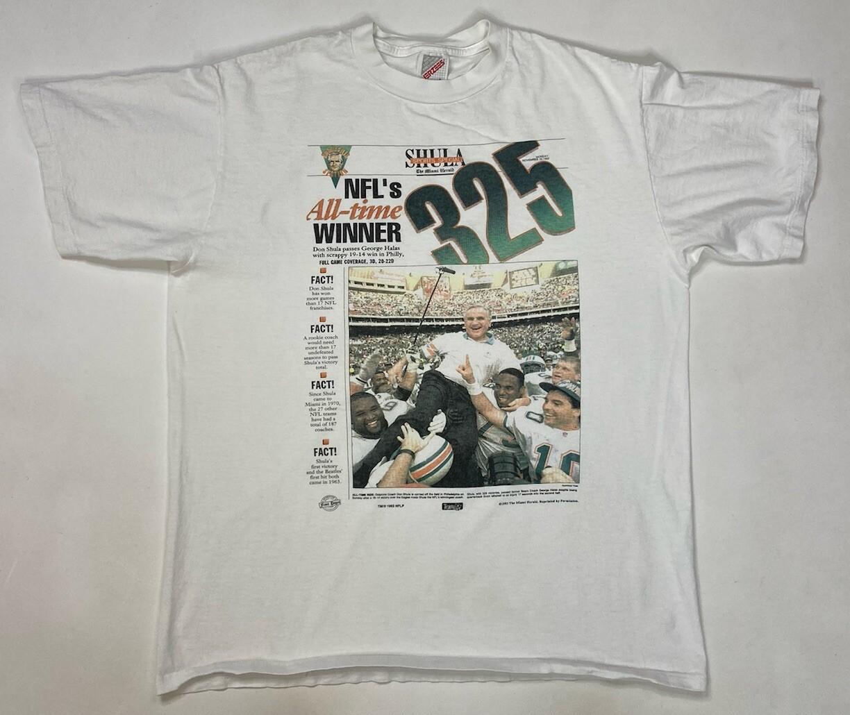 VINTAGE Don Shula NFL All Time Winner Miami Dolphins 1993 T-shirt Men Large 90s S