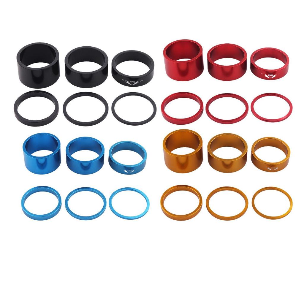 6Pcs Mountain Road Bike Headset Spacer Bikes Headset Stem Spacer for 1 1/8 Inch Bike Accessories Sturdy Headset Mount Spacer