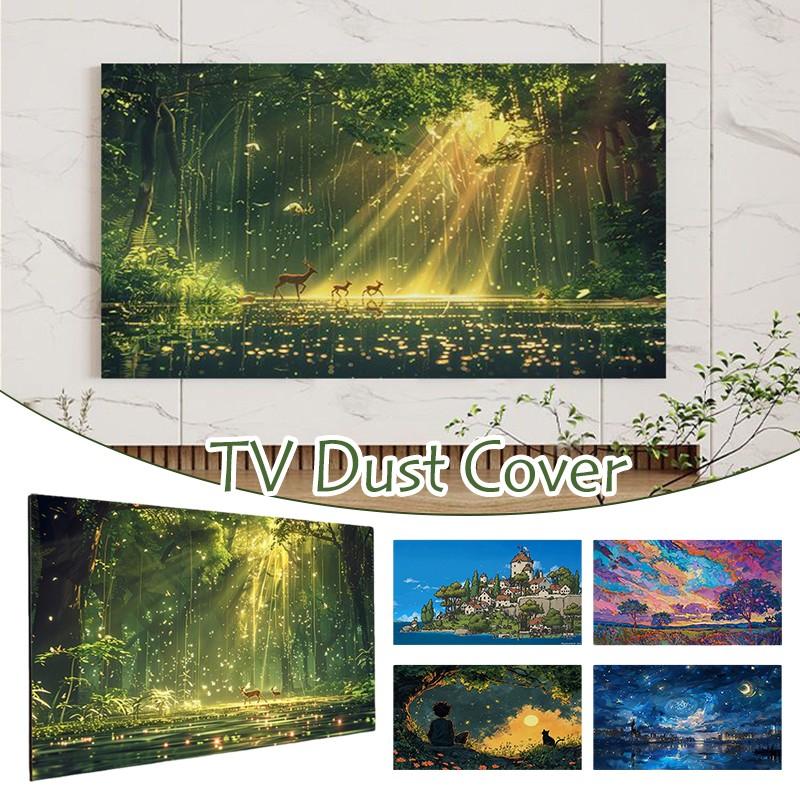 150x90cm Stoff TV Staubschutzhülle Landschaft Gedruckt Haushalts-LCD-Monitor Überzug Staubdicht Sonnenschutz TV Staubtuch