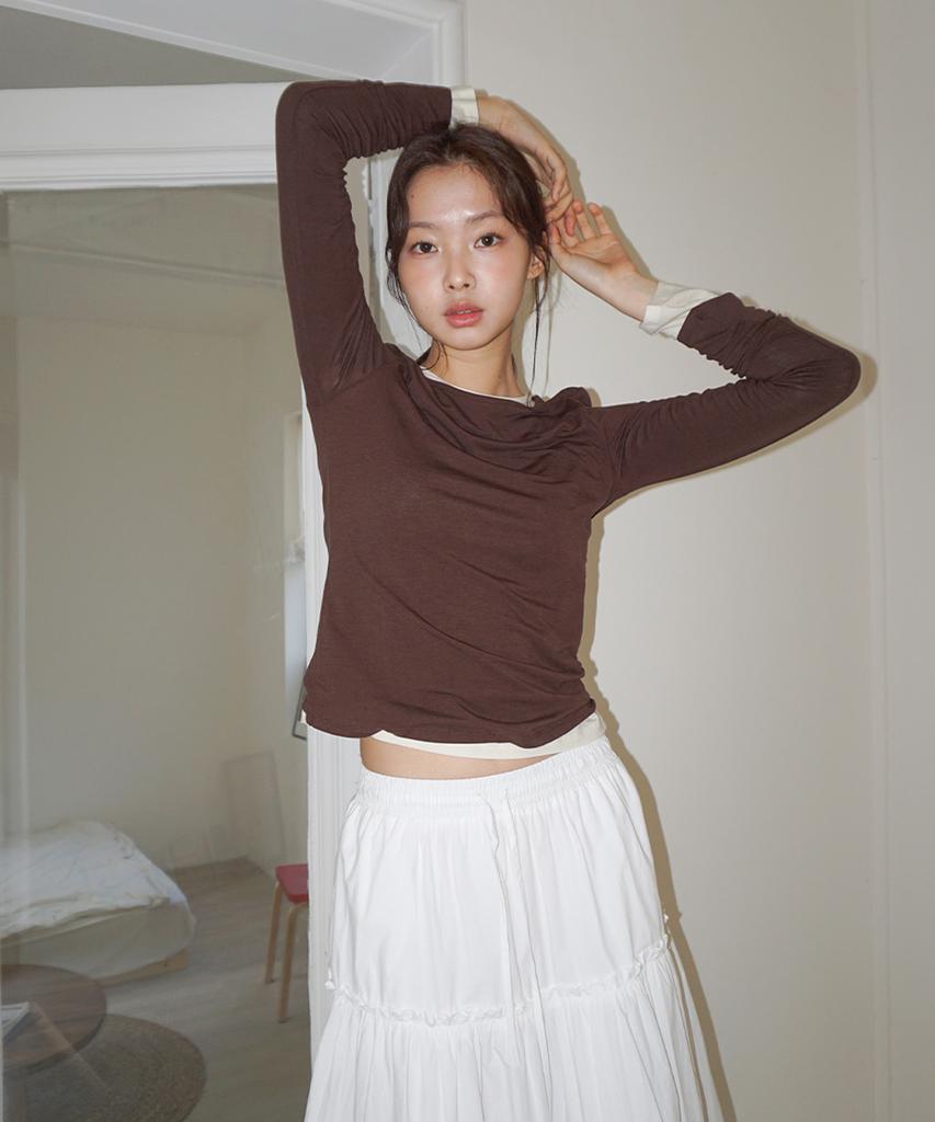 MOOD INSIDE WOMAN (Woman) Layered Long Sleeve Tee_Brown